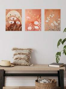 3 Pieces Nature Inspired Poster, Subtle Colors Paintings, Contemporary Decor Art Prints, Minimalist Canvas Print Wall Painting, Floral Print Room Aesthetic, Elegant Wall Arts, Wall Art, Room Aesthetic, Posters, Ideal Gift, Optional Framed ,Wall Art With Frame
