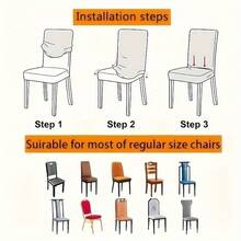 1/4/5/6/7/36pcs Simple Red Floral Series Printed Chair Covers / Chair Cover Set, Suitable For Indoor Home Restaurant, Hotel Modern Daily Decoration. Tablecloth Suitable For Square Tables, Elastic Chair Covers Can Be Washed - YT-083 - View 7