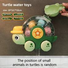 1PC Dinosaur Bath Toys For Toddlers, With Suction Cup And Spoon, Fun And Cute Cartoon Style, Features A Dinosaur Waterfall And Rotating Shower Spray, ABS Material, No Battery Required, Perfect For Bath Time Fun, Making It An Ideal Gift For Boys And Girls