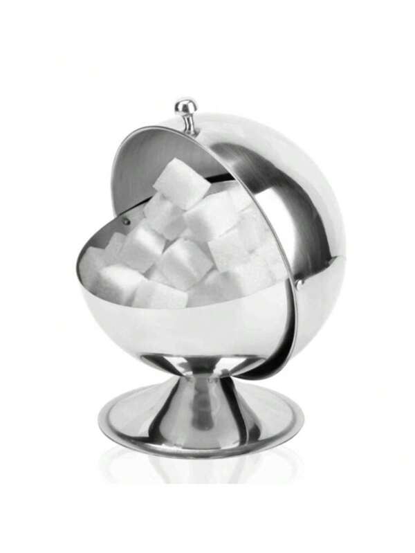 1 szt. Srebrny stal nierdzewna Kuchnia Kulisty Kubek Do Cukru Butelka Do Przypraw Słoik Kostki Lodu Mleko Cukier Słoik Do Przechowywania Małe Narzędzia Kuchenne Akcesoria Kuchenne Wygodne Przechowywanie Cukierniczka Sliver Ball Kształt Słoik Na Cukierki Odpowiedni Gospodarstwo Domowe Organizer Do Przechowywania Narzędzia Akcesoria