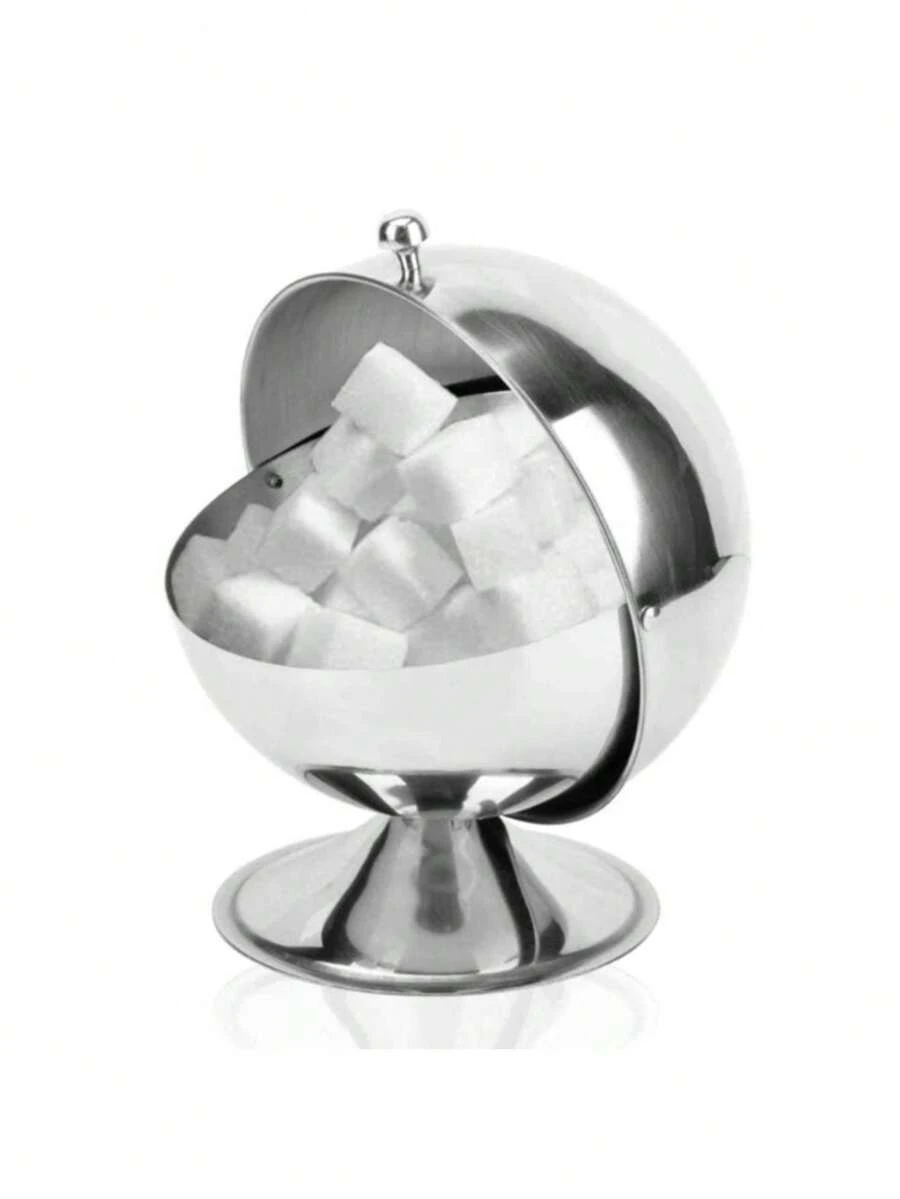 1 chiếc cốc đựng đường hình cầu bằng thép không gỉ màu bạc, lọ đựng gia vị, bình đựng đá viên, bình đựng sữa, đường, dụng cụ nhà bếp, phụ kiện nhà bếp, bát đựng đường tiện lợi, lọ đựng kẹo hình quả bóng bạc, dụng cụ sắp xếp đồ dùng nhà bếp phù hợp cho gia đình, phụ kiện - Một cỡ - Xem 1