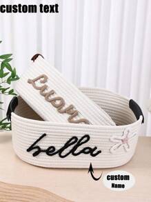 1 pezzo Cesto di immagazzinaggio intrecciato a mano personalizzato, adatto per bagno, camera da letto, soggiorno, bambini, giocattoli per animali domestici, San Valentino, matrimonio, decorazione per la casa, Ognissanti, scatola di immagazzinaggio per studenti per il ritorno a scuola, rinfrescamento della casa