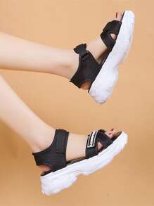 Summer Hook And Loop Women's Sandals, Teenager Sports Sandals, Platform Fashionable Beach Sandals