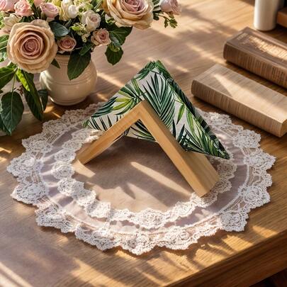 1 pieza/2 piezas Soporte de caja de pañuelos de madera, Soporte de servilletas de madera triangular, Dispensador de pañuelos de escritorio, Color de madera natural, Adecuado para restaurante, hotel, sala de reuniones, escritorio de oficina, se puede usar para fiestas y uso diario, también se puede usar como estante de almacenamiento de decoración de otoño