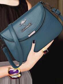 1 pieza Bolso bandolera ajustable para mujer, unicolor - Azul - Ver 5
