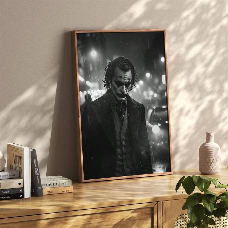 WB 1pc Unframed, Joker Chicago Poster, Vintage Black And White Joker Print, Authentic Pop Art Wall Art, Original Comics Photography, Pop Culture - Multicolor - View 1