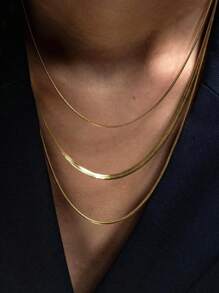 MECYLIFE 1 colar feminino de aço inoxidável de 3 camadas, gargantilha da moda