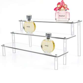 1 pezzo Mensola espositiva a più piani in acrilico moderno, supporto a gradini per uso domestico, adatto per profumi, cosmetici, collezioni, decorazione per la casa