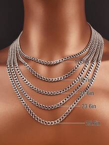 1pc Unisex Stainless Steel Polished Chain Necklace - [Similar To Necklace 82]