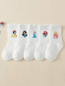 5 Paar Disney Prinzessin Motiv Kinder Knöchelsocken, ganzjährig