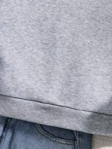 青少年男孩卡通字母印花保暖连帽卫衣