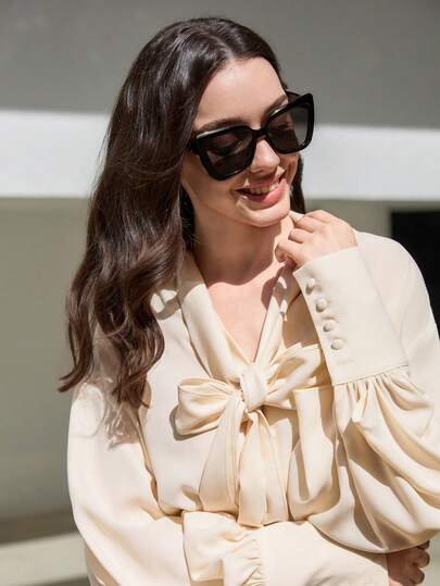 1副时尚亚克力猫眼眼镜，饰有仿珍珠，适合女士沙滩装、時尚眼鏡、秋冬基础款服装、商务休闲装、冬季礼物等。