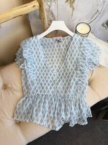 Women T-Shirts - Xanh và trắng - Xem 2
