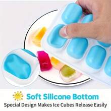 4 Piece Silicone Ice Cube Trays With Lid, Ice Cube Mould, LFGB Certified – , Square Ice Cube Trays Easy To Remove (1 Green+1 Blue+1 Pink+1 Yellow)