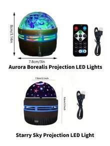 1 件 LED 天花板投影灯，极光和星空圆形灯，温暖氛围照明适合圣诞节、情人节、家庭聚会、卧室、节日、室内装饰、婚礼装饰、房间装饰、户外花园、车道、露台、理想的生日礼物、梦幻氛围投影 - 彩色 - 查看 8