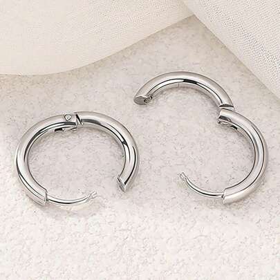 1 Pair Minimalist Stainless Steel 2.5mm Wire Coil Hoop Earrings For Men