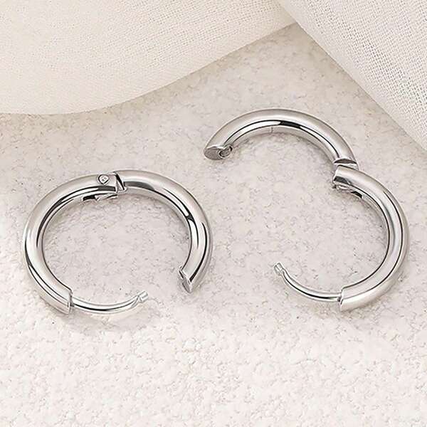 1 par de pendientes aros de aro de espiral de acero inoxidable minimalistas de 2,5 mm para hombres