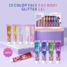 MISS FACTORX 10 Colors Glitter Sequins, Self-Adhesive Face Jewels, Suitable For Body, Face & Hair, Fit For Festival, Party, Cosplay - Face Safe, Easy To Apply And Remove