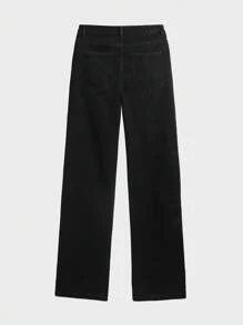Jeans Reta e Relaxada de Cor Sólida para Homens, Moda Casual Vintage de Rua, Detalhes como Botões, Bolsos, Zíper, Adequados para o Dia a Dia, Transporte, Atividades ao Ar Livre e Reuniões
