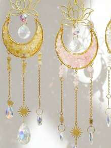 1pc Crystal Sun Catcher, Sun Catcher With Natural Raw Stones Crystal Prism Suncatcher, Rainbow Maker Pendant For Garden Yard Indoor Window Room Decor Bedroom Decor Home Decor Wall Decor