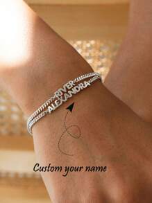 Bracelet personnalisé avec nom Bracelet avec nom personnalisé Bracelet plaque d'identité en acier inoxydable Cadeau de couple unique Cadeau de bijoux personnalisé Cadeau de Noël Cadeau de la Saint-Valentin pour petit ami petite amie