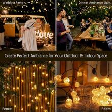2pcs/1pc Solar Outdoor String Lights, 20LED/100LED Solar Crystal Fairy String Lights, 8 Lighting Modes, Multi-Group, Semi-Embedded Installation, Button Control - Ideal For Weddings, Parties, Patios, Gardens, Christmas And Halloween Celebrations