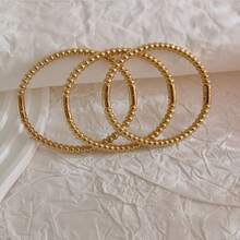 3 Pcs Gold Plated 18K Stainless Steel Bamboo Knot Bangle Bracelet For Women, Suitable For Daily, Party, Event And Gift - Gold - View 4