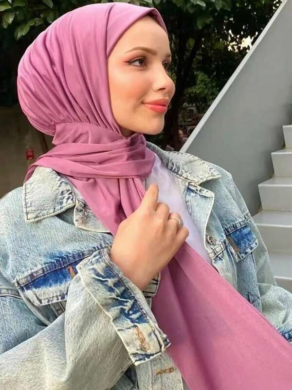 1pc Versatile Solid Color Headscarf/Hijab For Women, Suitable For Arab, Malay, Travel