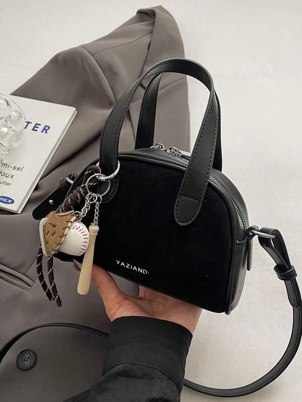1 pièce (18,8 cm x 13 cm x 8,9 cm) Sac à main pour femme, sac à bandoulière, sac porté croisé, sac fourre-tout, sacoche, automne, mini sac, sac coquillage, matériau résistant aux rayures et à l'usure, convient pour le shopping, les rendez-vous, les sorties et les trajets, bandoulière réglable, élégant sac à main noir minimaliste décontracté