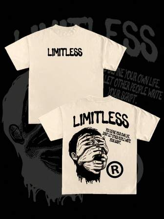 1pc Men's Dropped Shoulder Short Sleeve Tee, Street Casual Style, Oversized Super Loose Fit Short Sleeve T-Shirt, Exaggerated Loose Silhouette, Dark Graphic Print, Sketch Line Art Pattern, Lightweight For Spring/Summer, Suitable For All Seasons, Y2K, Holiday Gift