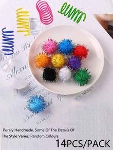 Pet Cat Self Hi Toy Plastic Colorful Spring Jumping Teasing Cat Toy Cat Supplies Cat Noise Paper/Cat Spiral Spring, Cat Colorful Scallion Flower Ball Toy, Creative Toy, To Kill Time And Maintain Health, Used For Patting, Biting, Hunting, Happy Cat Toy, Valentine's Day, Gift For Pet Cat/Dog - Multicolor - View 14