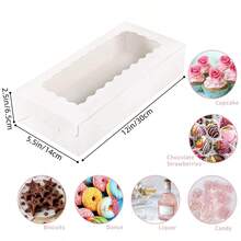 20Pcs, White Cookie Boxes With Window ,Bakery Box With Window For Treats,12.5 X 5.5 X 2.5 Inches Chocolate Covered Strawberries Boxes Treat Boxes Bakery Supplies For Pastries, Desserts, Donuts, Muffins - White - View 11