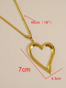 MECYLIFE 1 件不锈钢朋克空心心形吊坠项链，嘻哈链式珠宝，适合女士 - 金黃色 - 查看 3
