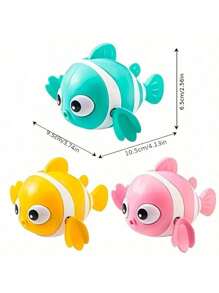 1 pieza Juguete de payaso de cuerda de colores, apropiado para niños y niñas, juguete de agua - Duradero ABS, excelente para el baño y juegos al aire libre, disponible en rosa, azul, amarillo - Regalo ideal para Halloween y Navidad, apropiado para bebés de 12M+, lindo pez que se arrastra para juegos de agua en la bañera, alberca, playa, juguete de baño para niños, regalos de cumpleaños