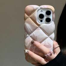 i Phone 16、15、14、13、12、11 Pro Maxおよび16 Plus用の可愛いクリーム色のダイヤモンド形のフォンケース、3D幾何学デザイン付き、衝撃に強いソフトケース - ブラック - チェックする 2