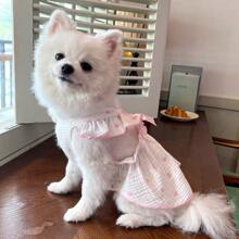1 pièce Robe à volants romantiques et mignons en forme de cœur pour chiens de taille petite/moyenne, vêtements pour animaux de compagnie chien/chat