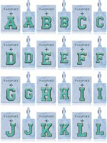 Passport Case And Baggage Tag Travel Accessories Personalised Initial With Name Monogram Luggage Portable Tag PU Leather For Suitcase Baggage Handbag Tags Travel Bag Label Tag Best Gift Passport Holder For Travel For Flight Passport Cover - Blue - View 5