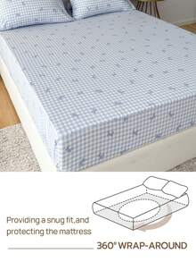 2/3 件 100% 涤纶格子 + 蝴蝶结床上用品套装（1 张床单 + 1/2 个枕套） - 彩色 - 查看 4