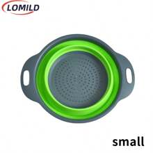 LOMILD - Cesta de drenaje plegable grande/pequeña, Cesta de lavado de frutas y verduras de cocina, Cesta de drenaje redonda de silicona de uso múltiple, Colador para lavar frutas para camping al aire libre, Utensilio de limpieza para comidas al aire libre, Herramienta de cocina para camping