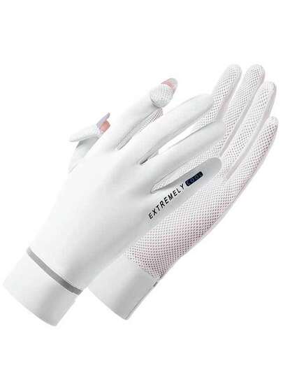 زوج من قفازات الحماية من الشمس الصيفية للنساء من الحرير الجليدي القابل للتنفس