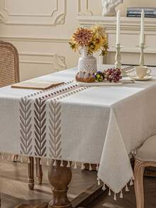 1 szt. Wysokiej precyzji haftowany obrus z frędzlami, wzór jesiennej pszenicy, pokrowiec przeciwkurzowy na biurka, pianina, obrus dekoracyjny do domu, odpowiedni do restauracji, kawiarni, kolacji, imprez, świąt, Święta Dziękczynienia, Bożego Narodzenia