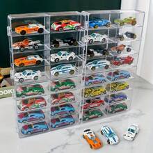 1pc/4pcs Toy Car Model Display Shelf, Transparent Model Storage Shelf, 8-Grid Storage Box Display Cabinet, Car Model Display Box, Can Be Stacked,Valentine's Day Gift,Birthday Gift - Clear - View 8