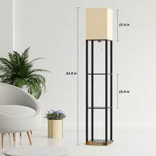 Column Floor Lamp With Three Shelves, Real Solid Wood And Bulb Includ, Suitable ForHalloween, Christmas And Other Holidays - US A Type Plug(110-127V) - View 6