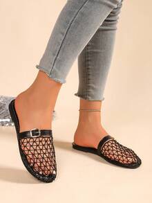 Livesso Damen Große Größen Neue Pantoffeln, Sommer Mode einfach bequem geschlossene Zehenpartie Mesh luftdurchlässig rutschfest leicht Strand Outdoor Sandalen, Schwarz, Braun - Schwarz - Übersicht 3