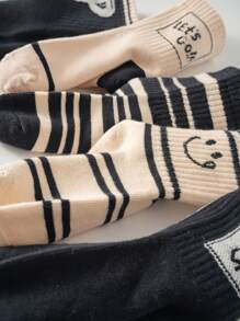 10 pares/5 pares de calcetines lindos y minimalistas para niños, de rayas, de bloques de color, estampados, para niños y niñas, que absorben la humedad, de media pantorrilla, para todas las estaciones, primavera, verano, otoño, calcetines deportivos, regalos para niñas, regalos para niños, regalos para mamá, regalos para papá, ropa de verano para niñas, ropa de verano para niños, regalos festivos