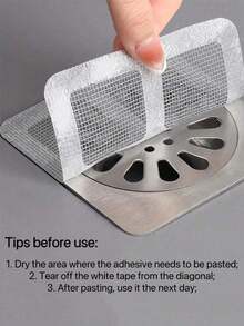 10/50件/套 一次性排水口过滤盖，淋浴排水口毛发收集器，地漏滤网贴纸，网状淋浴排水口盖，洗脸盆毛发塞，自粘式浴室配件浴室工具