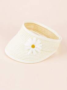 1 pieza Sombrero de sol unisex con decoración floral para bebé/niño pequeño, sombrero de playa de verano