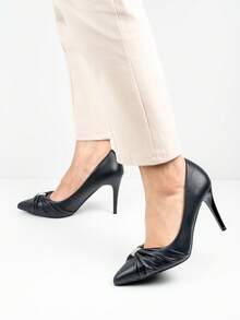 Scarpe con tacco alto a punta eleganti e alla moda decorate con cristalli, adatte per uso quotidiano - nero - Visualizzare 1