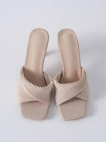 时尚女士露趾高跟凉鞋，适合春夏装扮；杏色女士高跟凉鞋，圣诞节/冬季圣诞礼物。