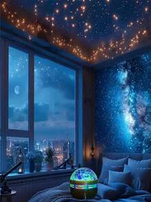 1 件 LED 天花板投影灯，极光和星空圆形灯，温暖氛围照明适合圣诞节、情人节、家庭聚会、卧室、节日、室内装饰、婚礼装饰、房间装饰、户外花园、车道、露台、理想的生日礼物、梦幻氛围投影 - 彩色 - 查看 7